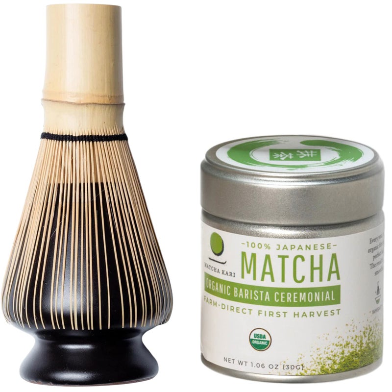 Matcha Kari Dr. Weil Matcha Kari Mini Matcha Tea Set - Black- Ceremonial Organic Matcha with Whisk & Holder - Image 1